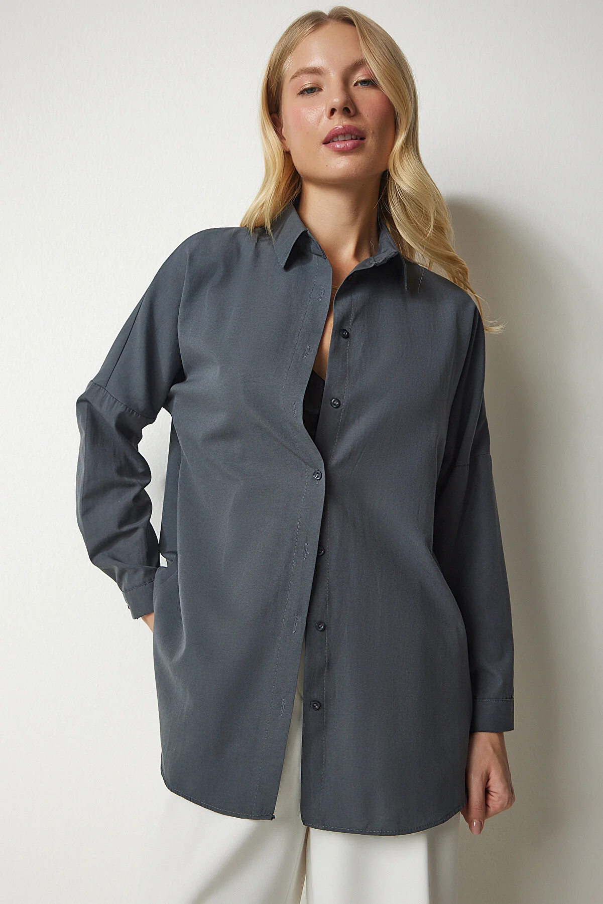 Happiness İstanbul  Hemd - Grau - Oversized
