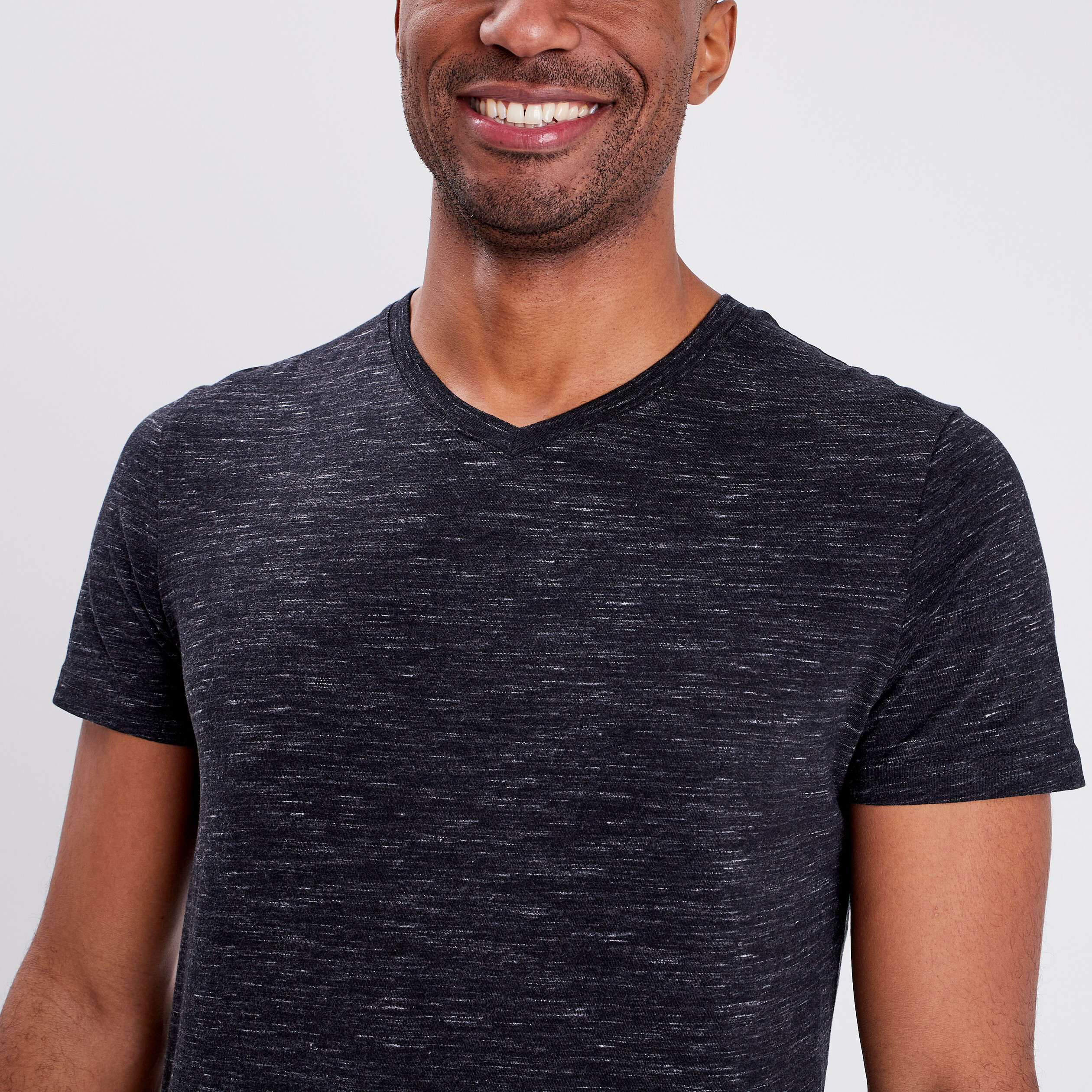 T-shirt manches courtes chiné noir homme | La Halle