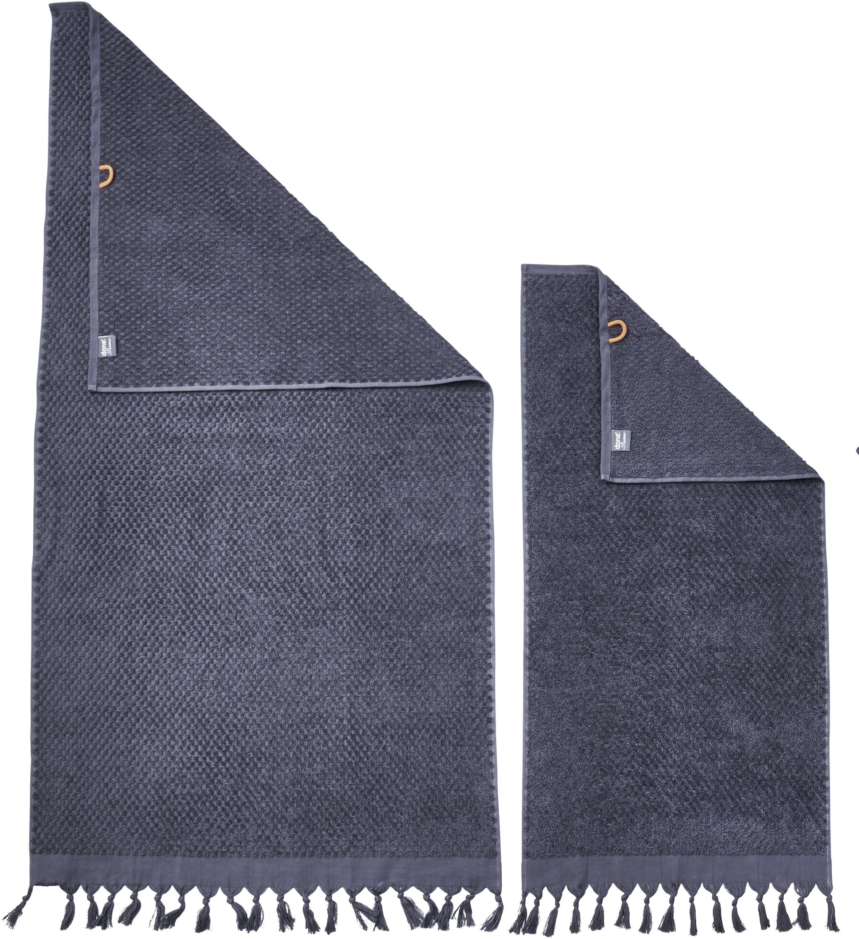 done.® Handtuch Set Provence Honeycomb, Walkfrottier, (Set, 4-tlg), in Honigwaben-Optik, mit Fransen