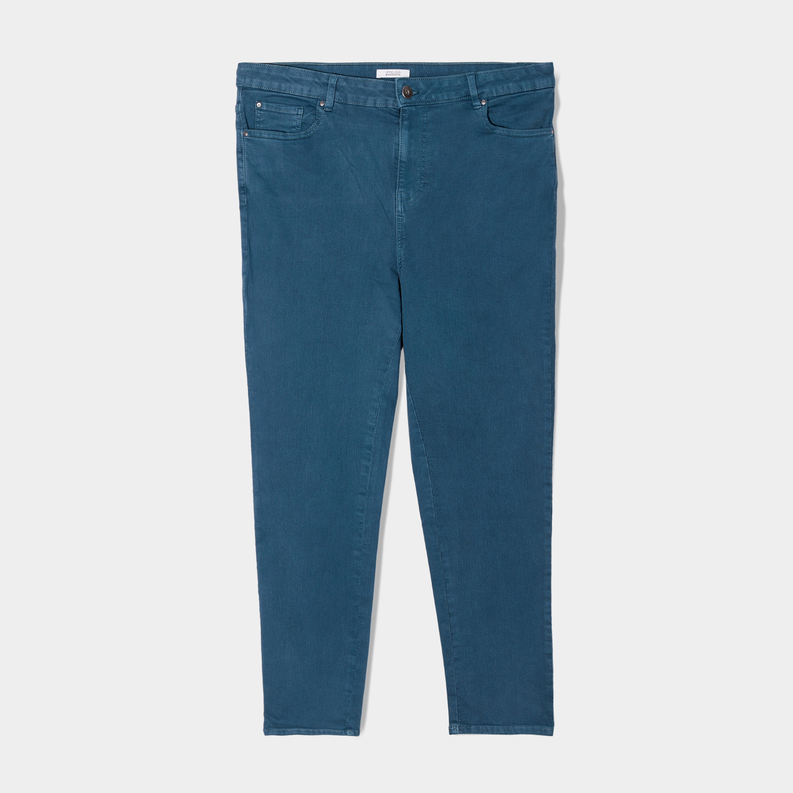 Pantalon slim taille haute 5 poches bleu canard femme grande taille | La Halle