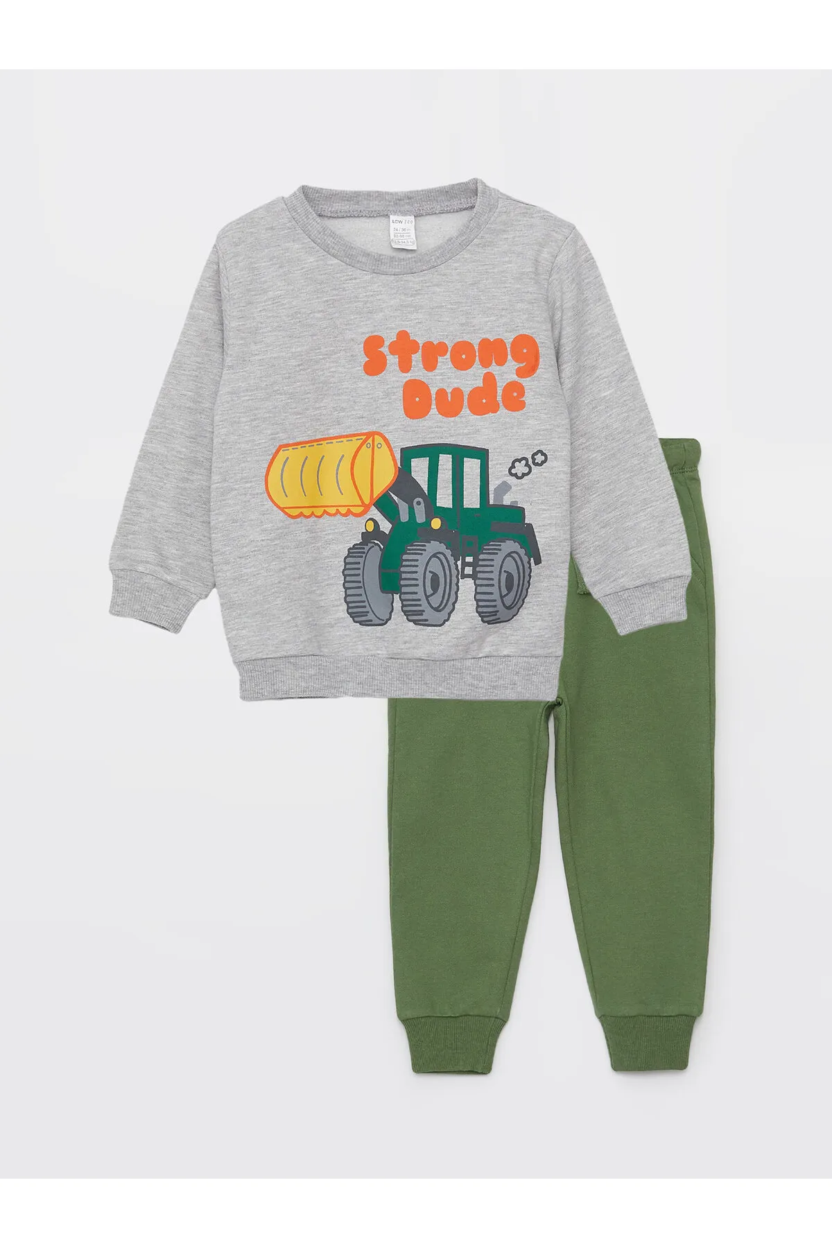 LC Waikiki  2-teiliges Set aus bedrucktem Langarm-Sweatshirt und Jogginghose für Babys mit Rundhalsausschnitt