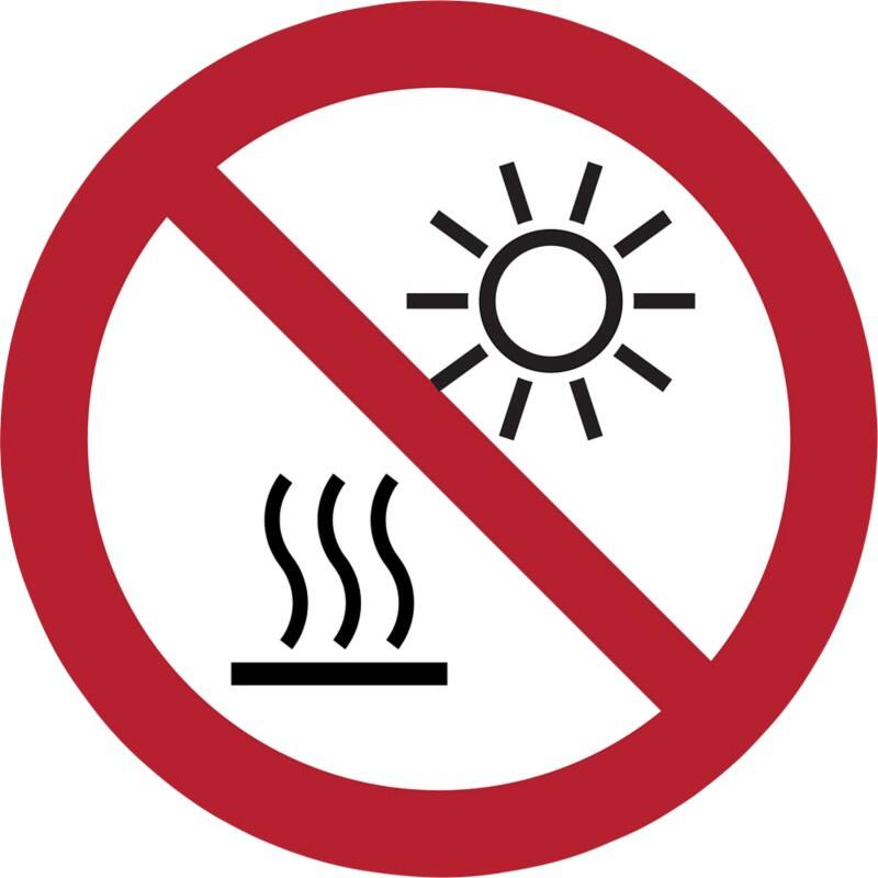 Djois Warnschild Nicht dem direkten Sonnenlicht/heißen Oberflächen aussetzen Klebstoff, einschraubbar PP (Polypropylen) 20 (B) x 0,14 (H) cm 3 Stück