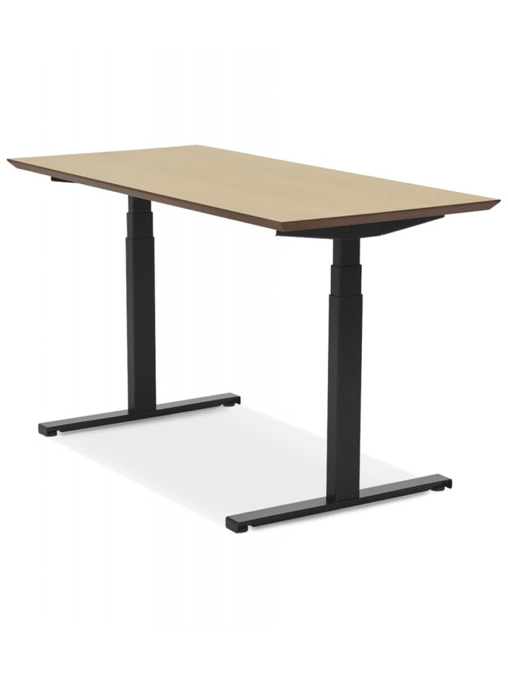 KADIMA DESIGN Elektrischer Sitz-Steh-Schreibtisch aus Holz Metall | Modern in Beige-Schwarz günstig kaufen