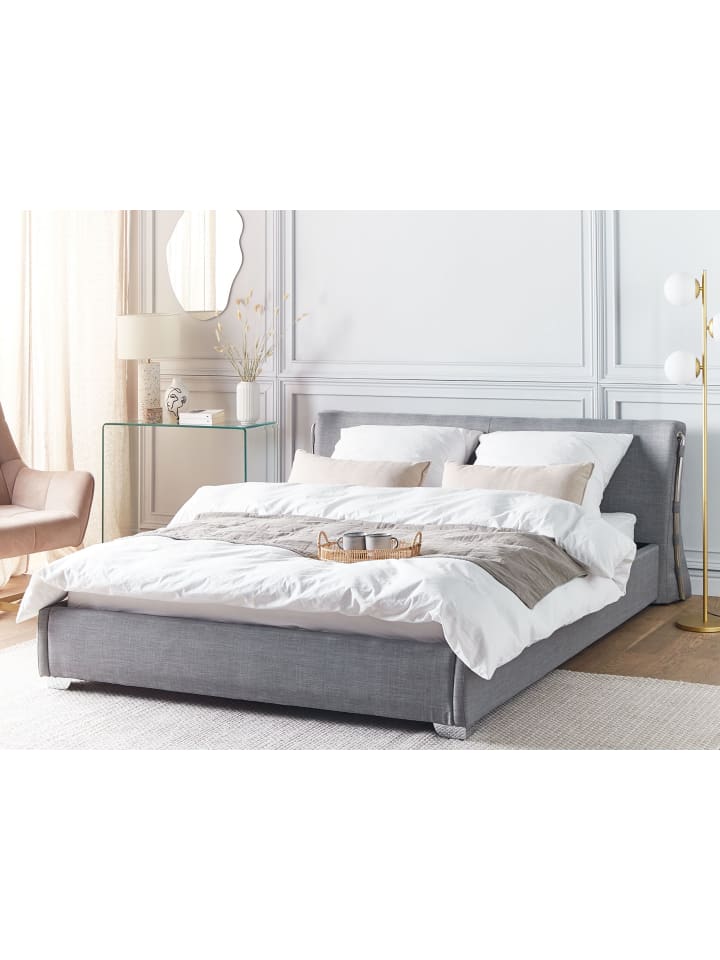 Beliani Doppelbett PARIS in Grau/Silber - (W) 195 x (H) 83 x (L) 228 cm günstig kaufen onesize