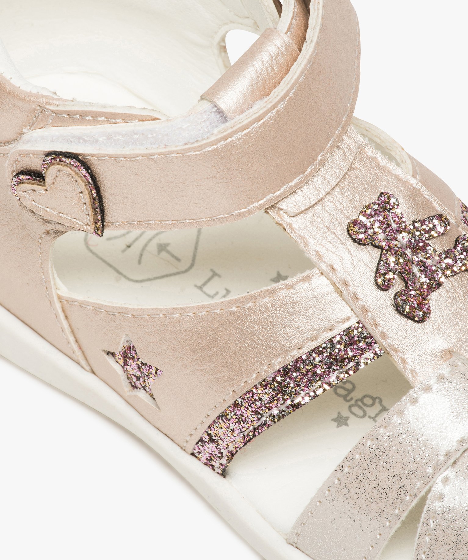 Sandales bébé fille pailletées à scratch - Lulu Castagnette rose | GEMO