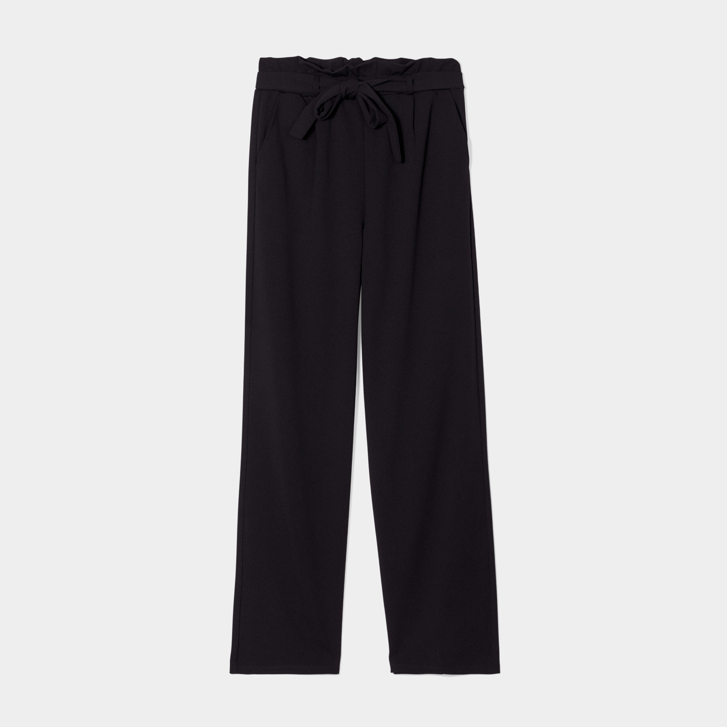 Pantalon large ceinturé noir femme | La Halle