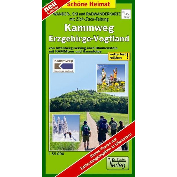 Wander-, Ski- und Radwanderkarte Kammweg Erzgebirge-Vogtland 1:35 000 - Winterwanderkarte