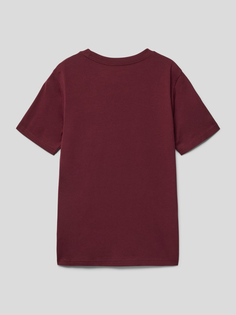 T-Shirt mit Label-Stitching in bordeaux rot