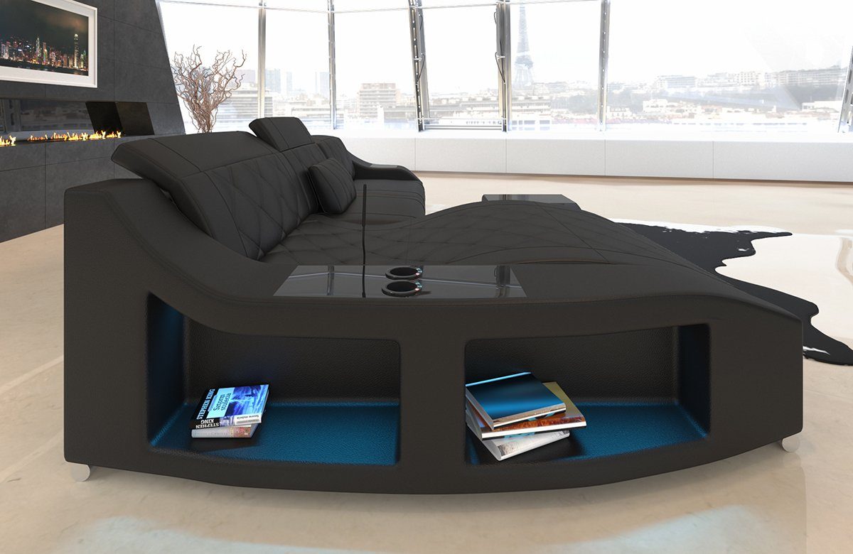 Sofa Dreams Ecksofa Ledercouch Leder Sofa Swing L Form Ledersofa, Couch, Sofa mit LED, verstellbare Kopfstützen, optional mit Schlaffunktion