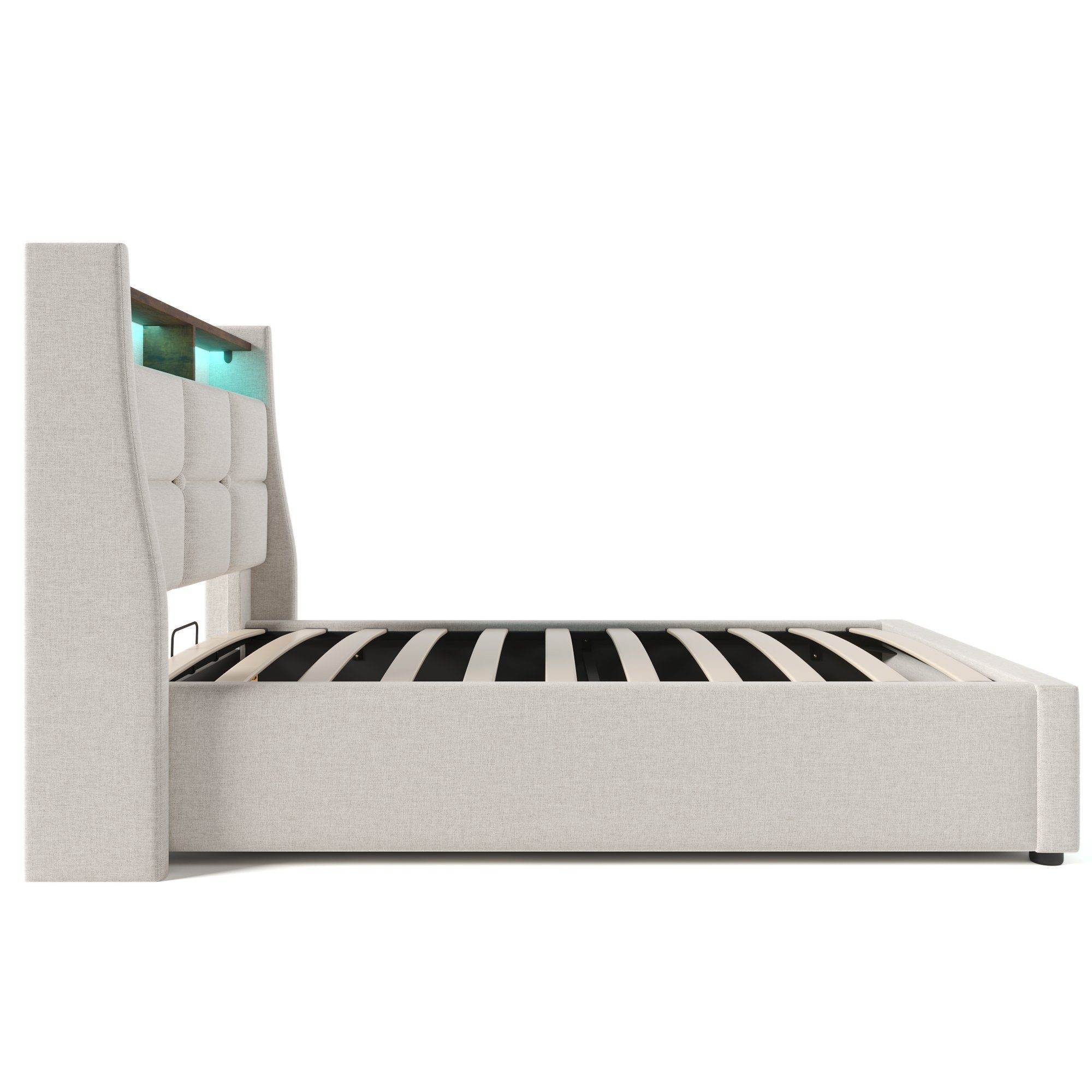 REDOM Polsterbett (LED Doppelbett Jugendbett mit USB Ladeanschluss, Jugendbett), 90x200cm, Ohne Matratze