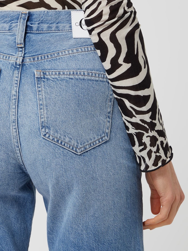 Straight Fit High Waist Jeans aus Baumwolle in jeans