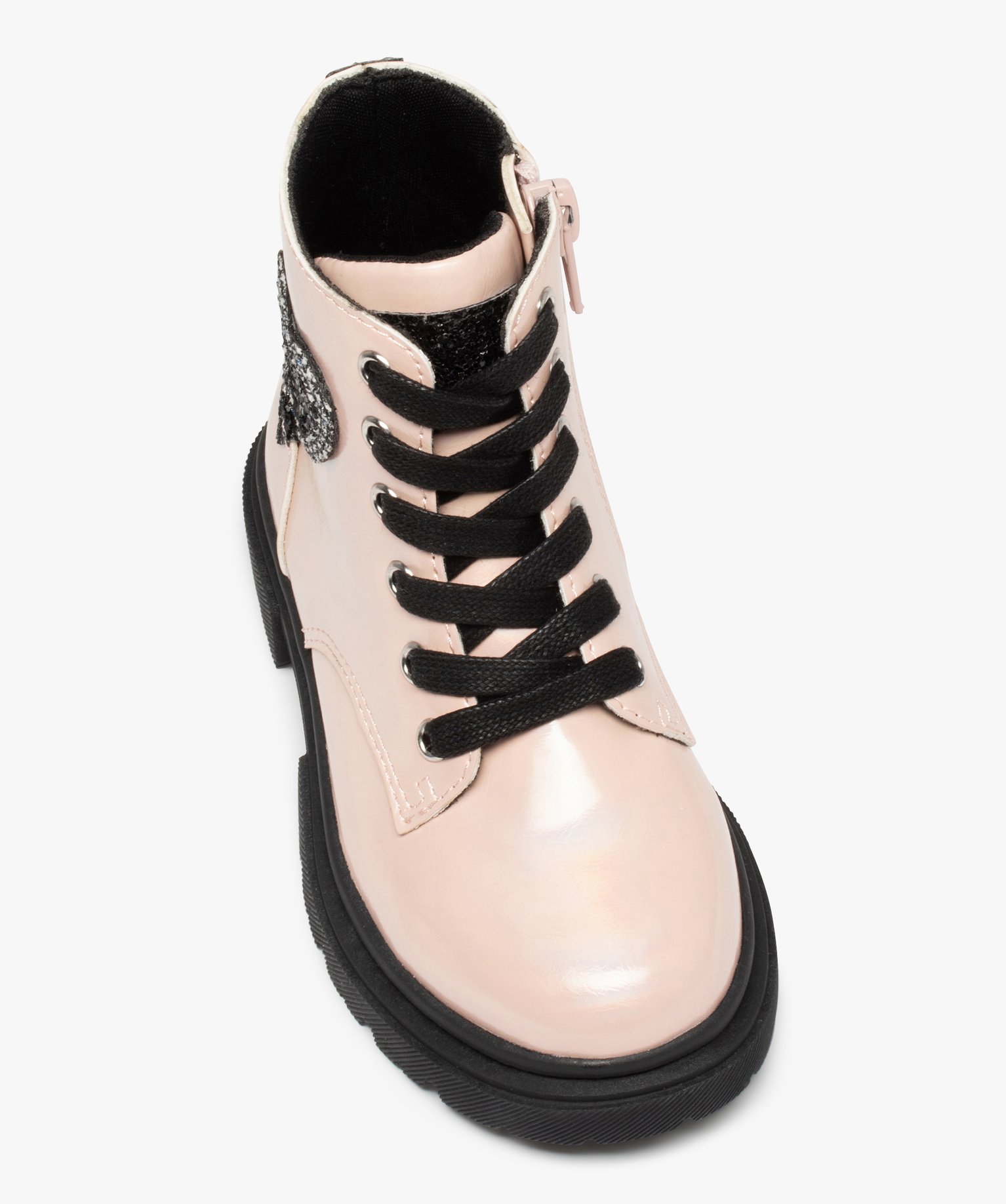 Boots fille irisées à semelle crantée et détails pailletés rose | GEMO