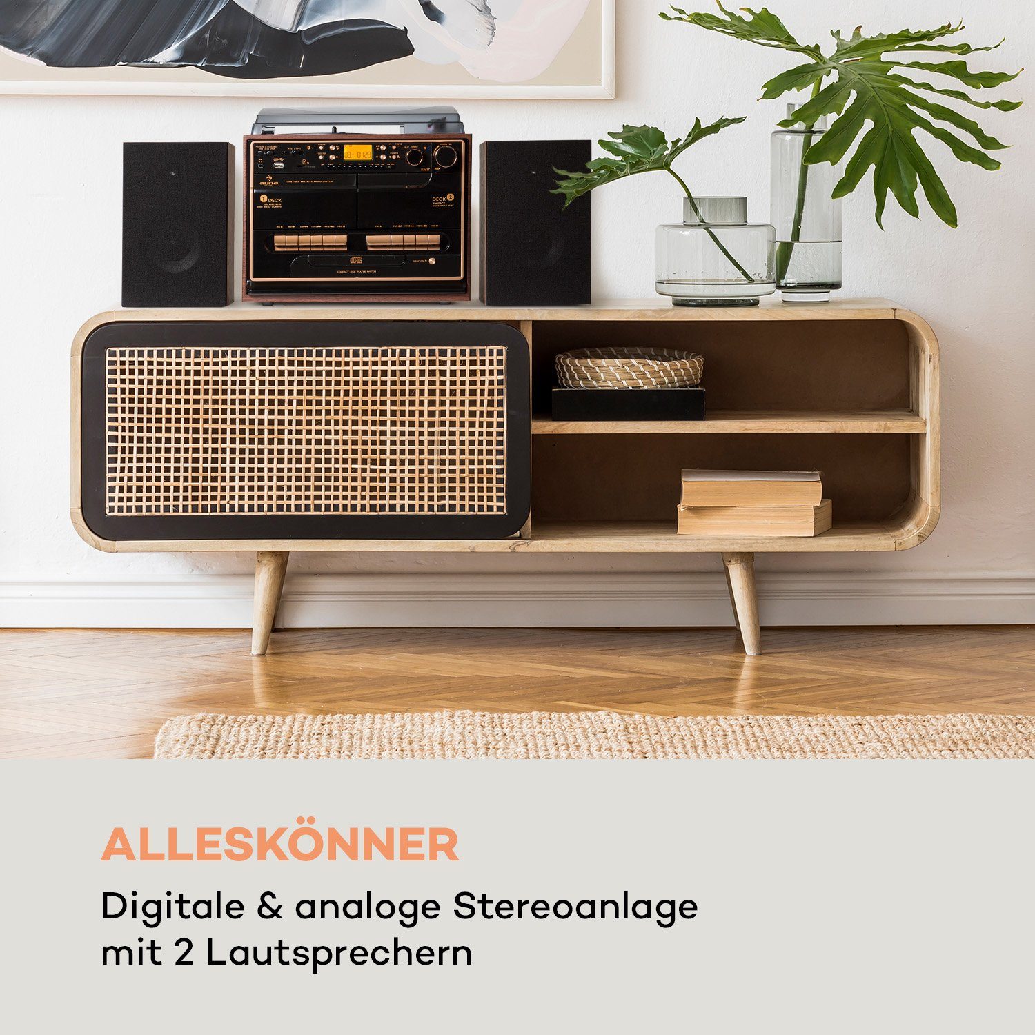 Auna 388-BT Wood Stereoanlage (UKW/MW-Radio, 10 W)