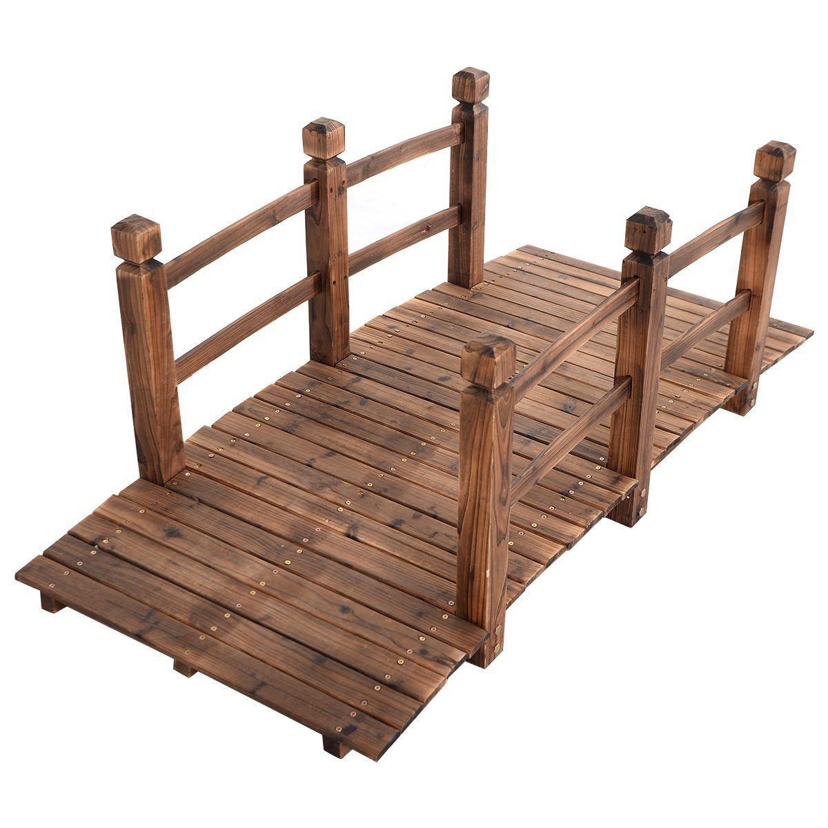 COSTWAY Zierbrücke, Holzbrücke, Gartenbrücke, Dekobrücke, 150 x 67 x 55 cm