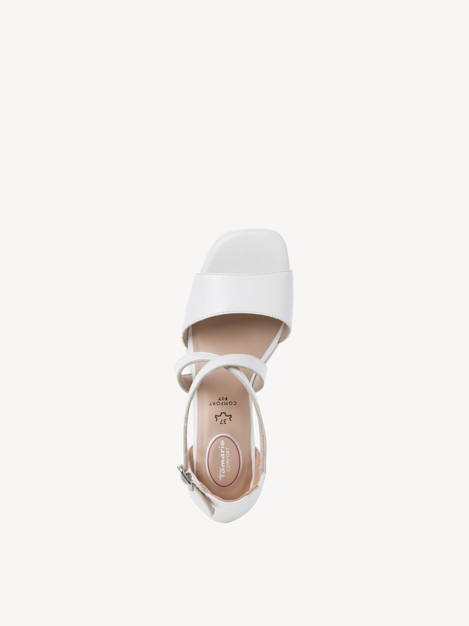 Sandale à talon en cuir - blanc