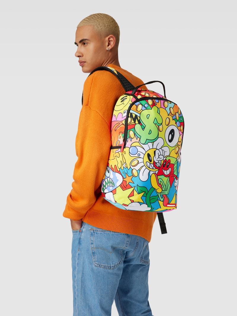 Rucksack mit Allover-Muster Modell 'CARTOON CHARACTERS' in gelb