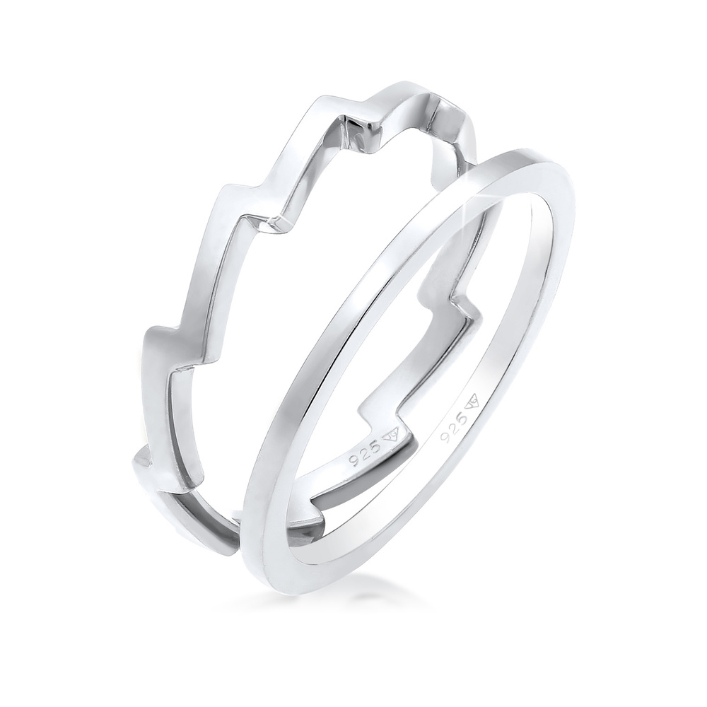 Elli Elli Bague Géo Look Basic Trend Blogger Ensemble Bague Femme - (925/1000) Argent Bague