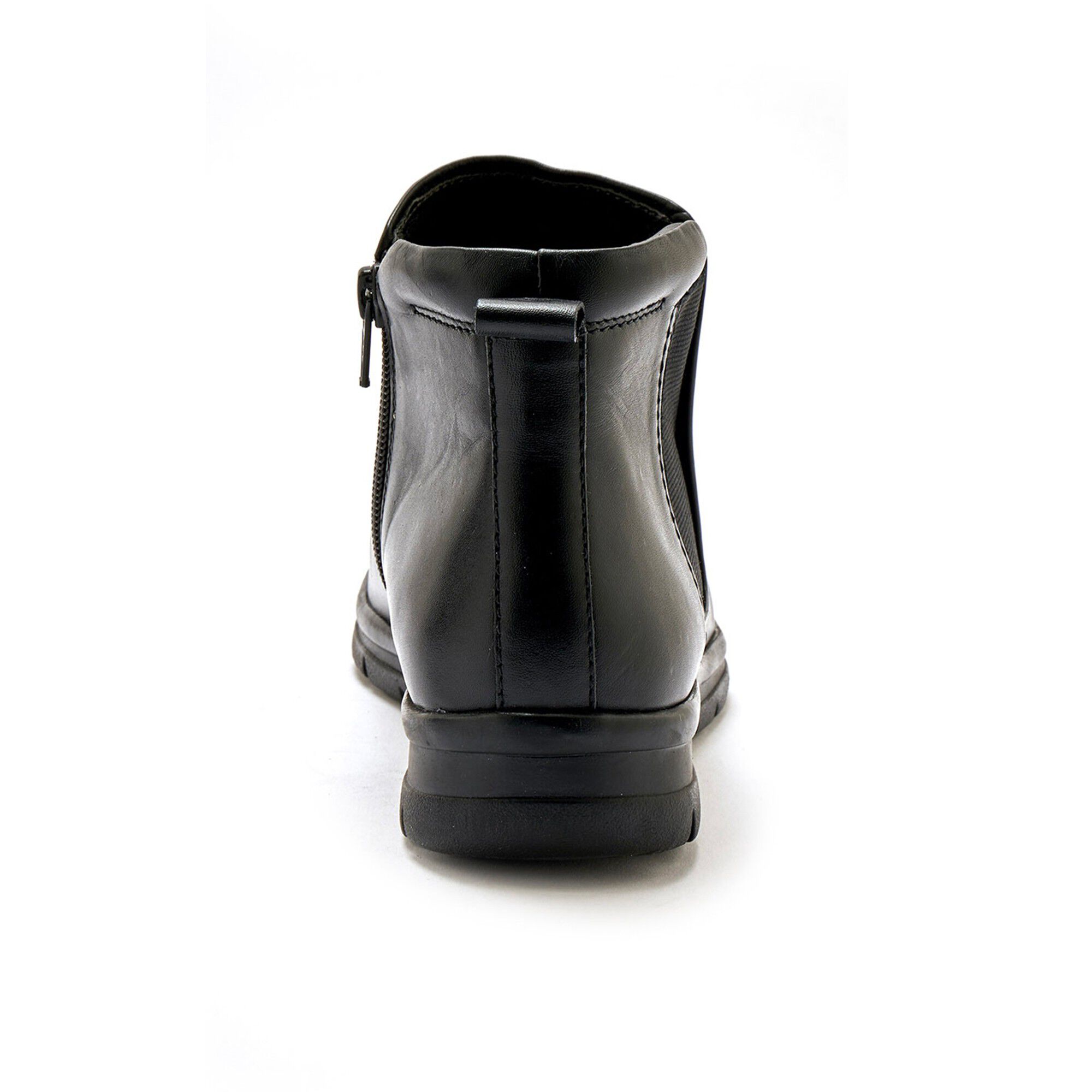 Boots zippées doublées Grande largeur en cuir