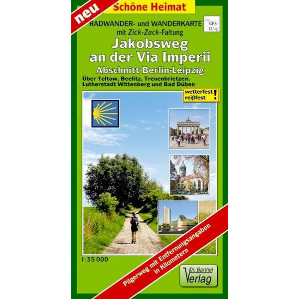 Radwander- und Wanderkarte Jakobsweg an der Via Imperii, Abschnitt Berlin-Leipzig 1 : 35 000 - Wanderkarte
