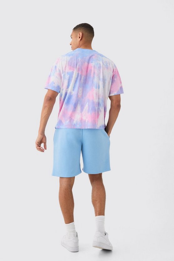 Lockere blaue Shorts mit Applikation