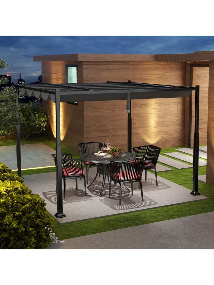 COSTWAY Pergola mit Schiebedach 3,1x3,1m in Grau günstig kaufen onesize
