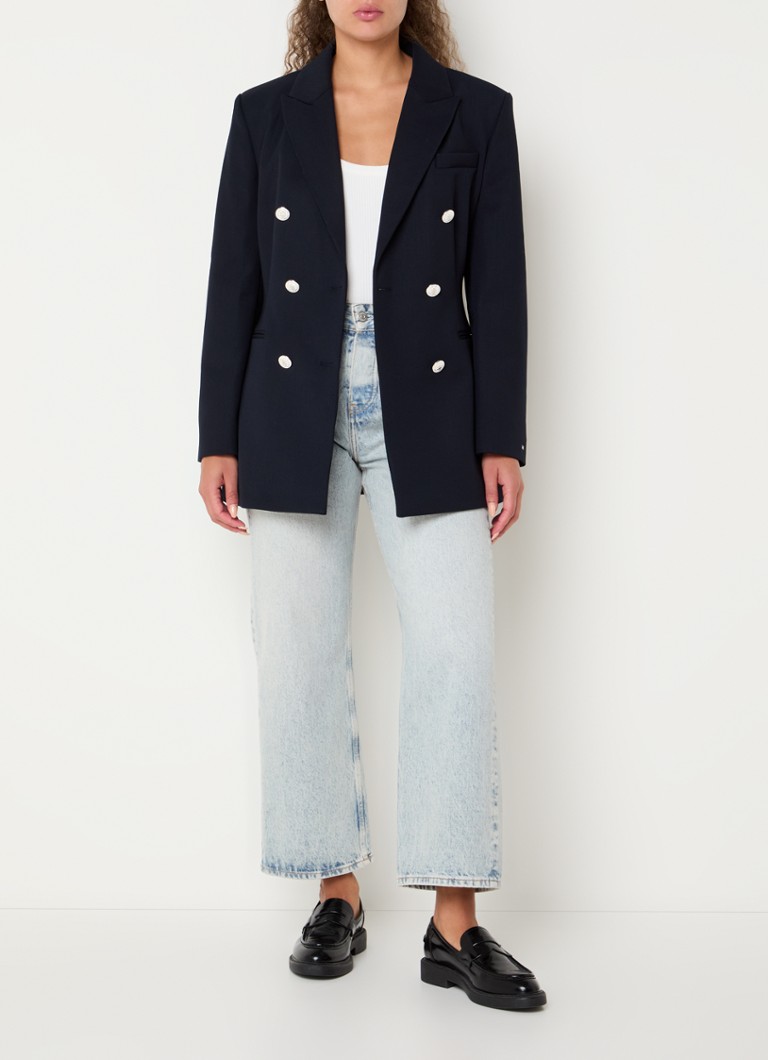 Sacou Tommy Hilfiger Statement Prep din amestec de lână cu nasture dublu și buzunare cu refileți.