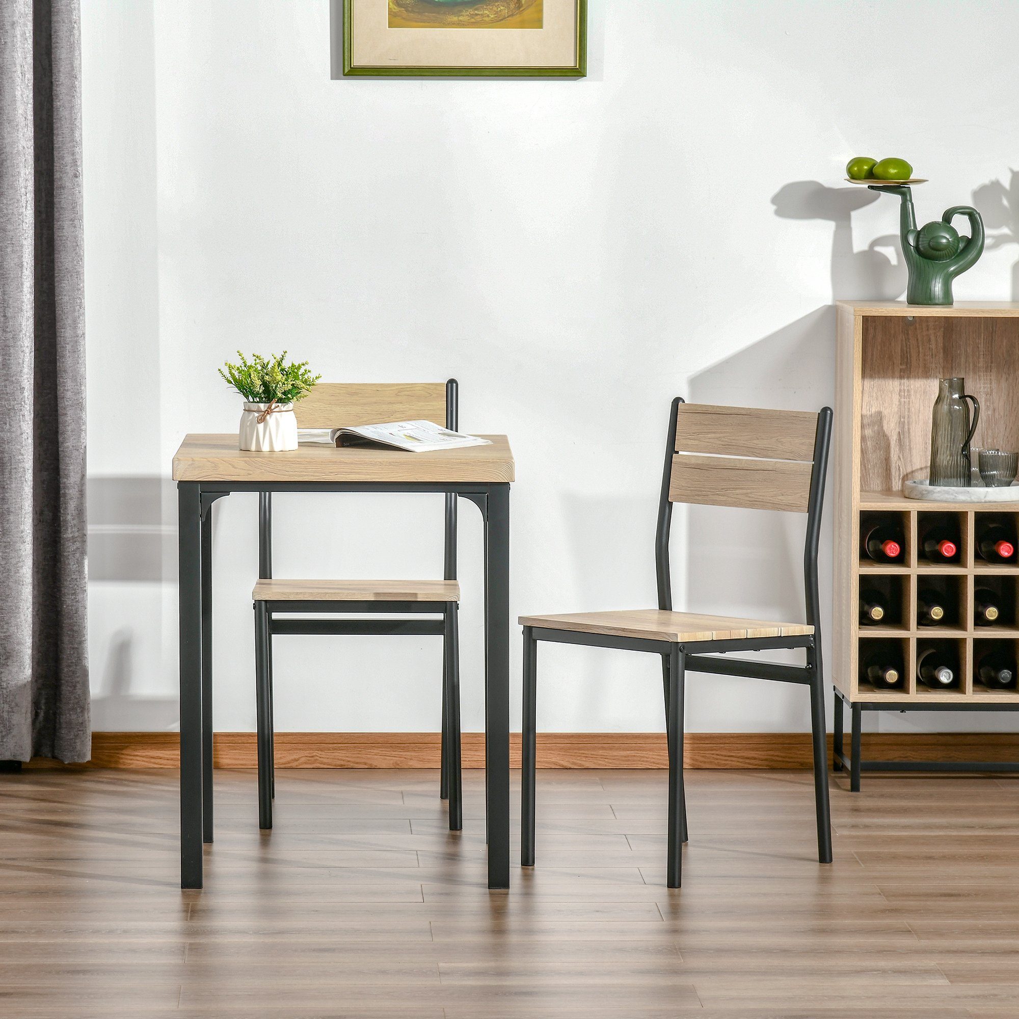 HOMCOM Sitzgruppe Esstisch-Set mit 1 Tisch + 2 Stühlen