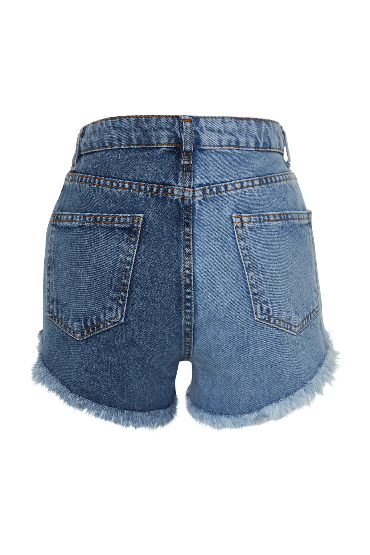 Trendyol Collection  Dunkelblauer Denim-Farbblock-Denim, 100 % Baumwolle, Shorts und Bermuda TBESS22SR0391