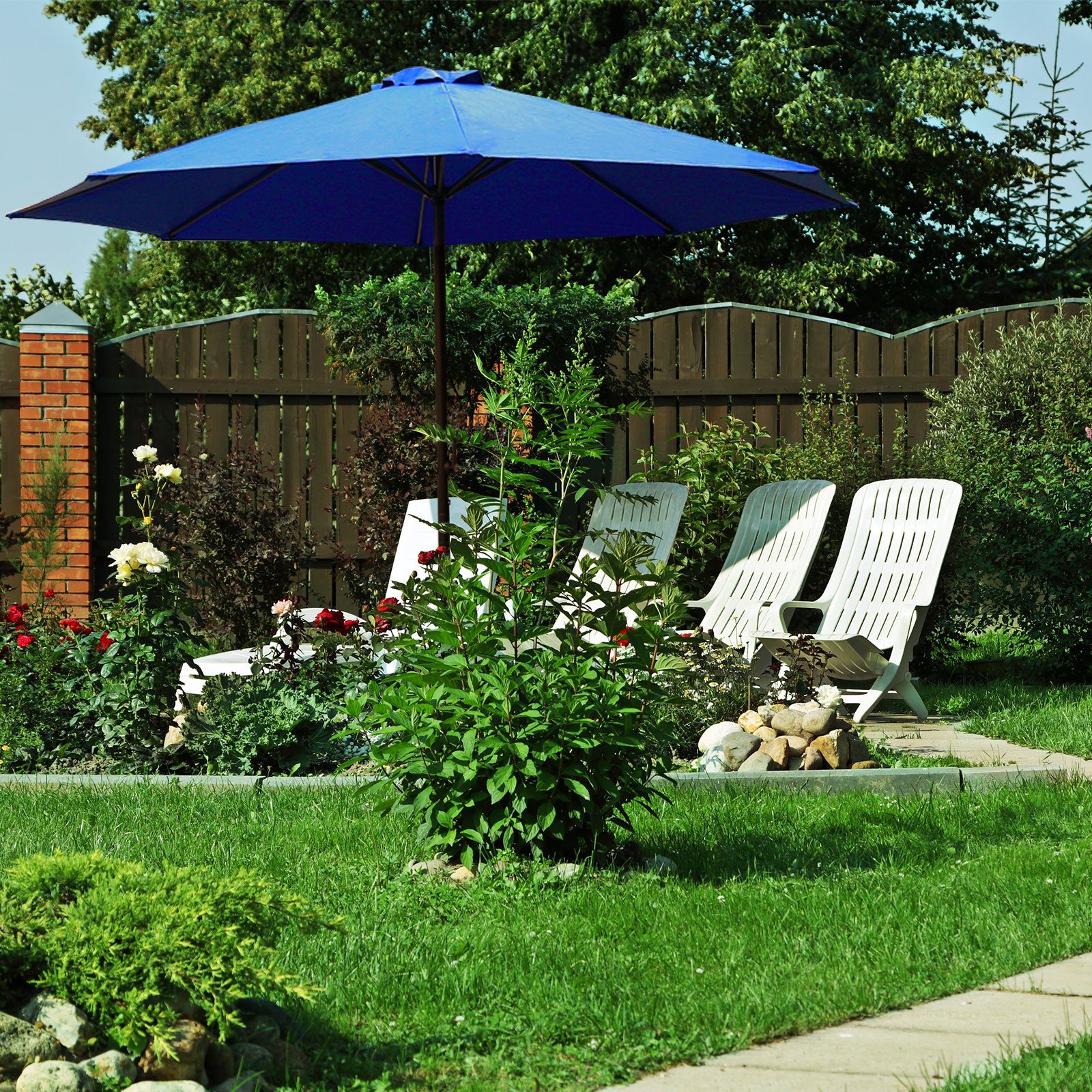 KAHOO Sonnenschirm Strandschirm, Gartenschirm mit Kurbel, ohne Schirmständer