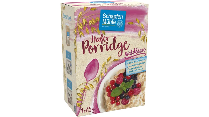 SchapfenMühle Hafer-Porridge Waldbeere 260 g