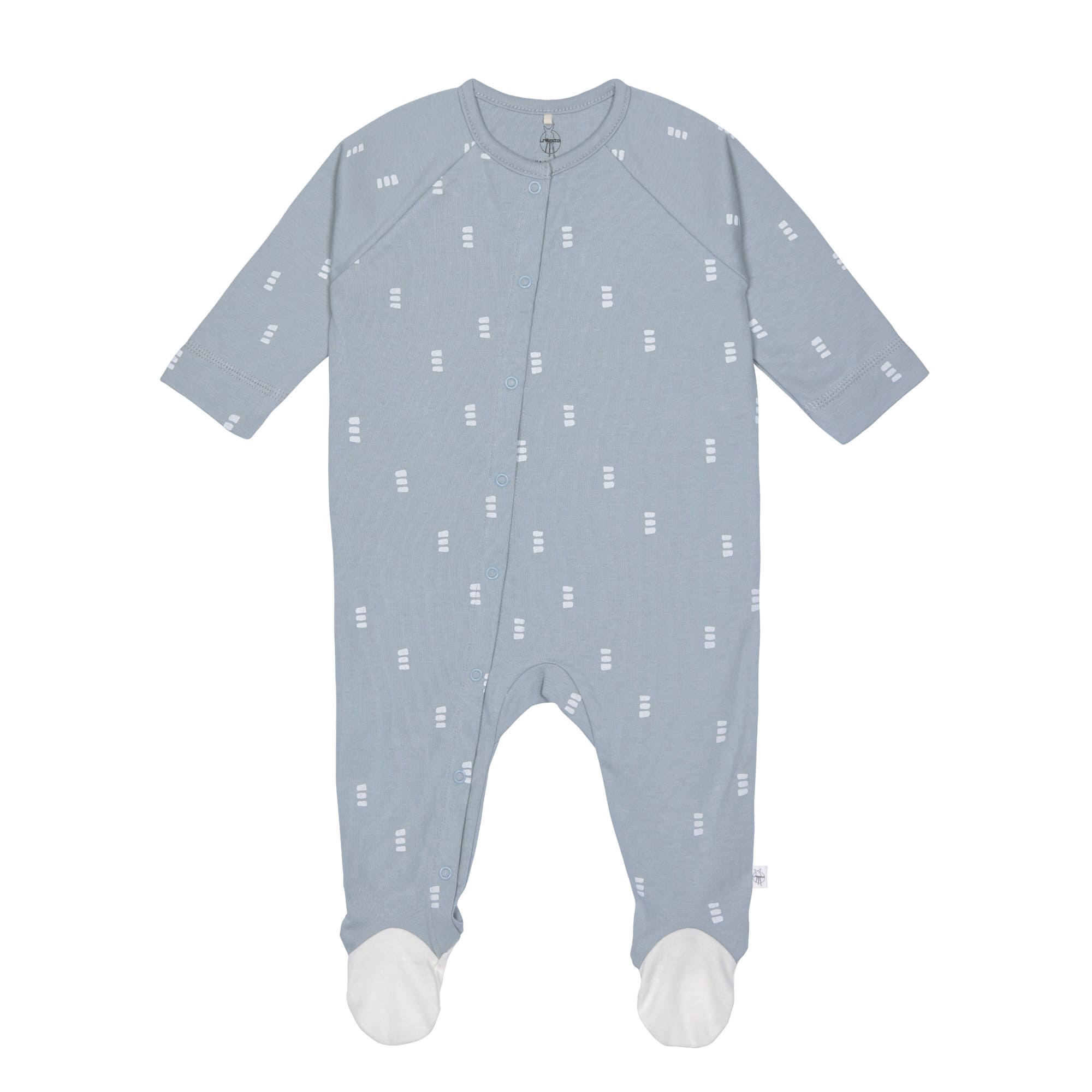 Baby Schlafanzug mit Füßen - Bio Baumwolle, Blocks, Hellblau