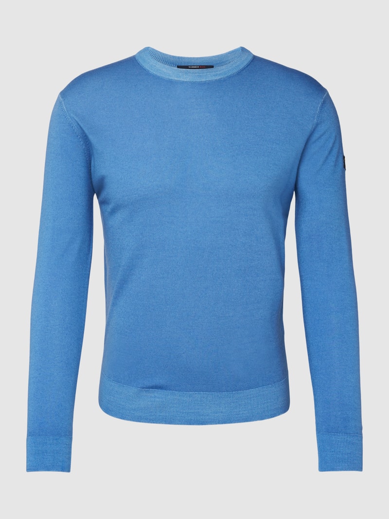 Strickpullover aus Schurwolle mit Rundhalsausschnitt in royalblau