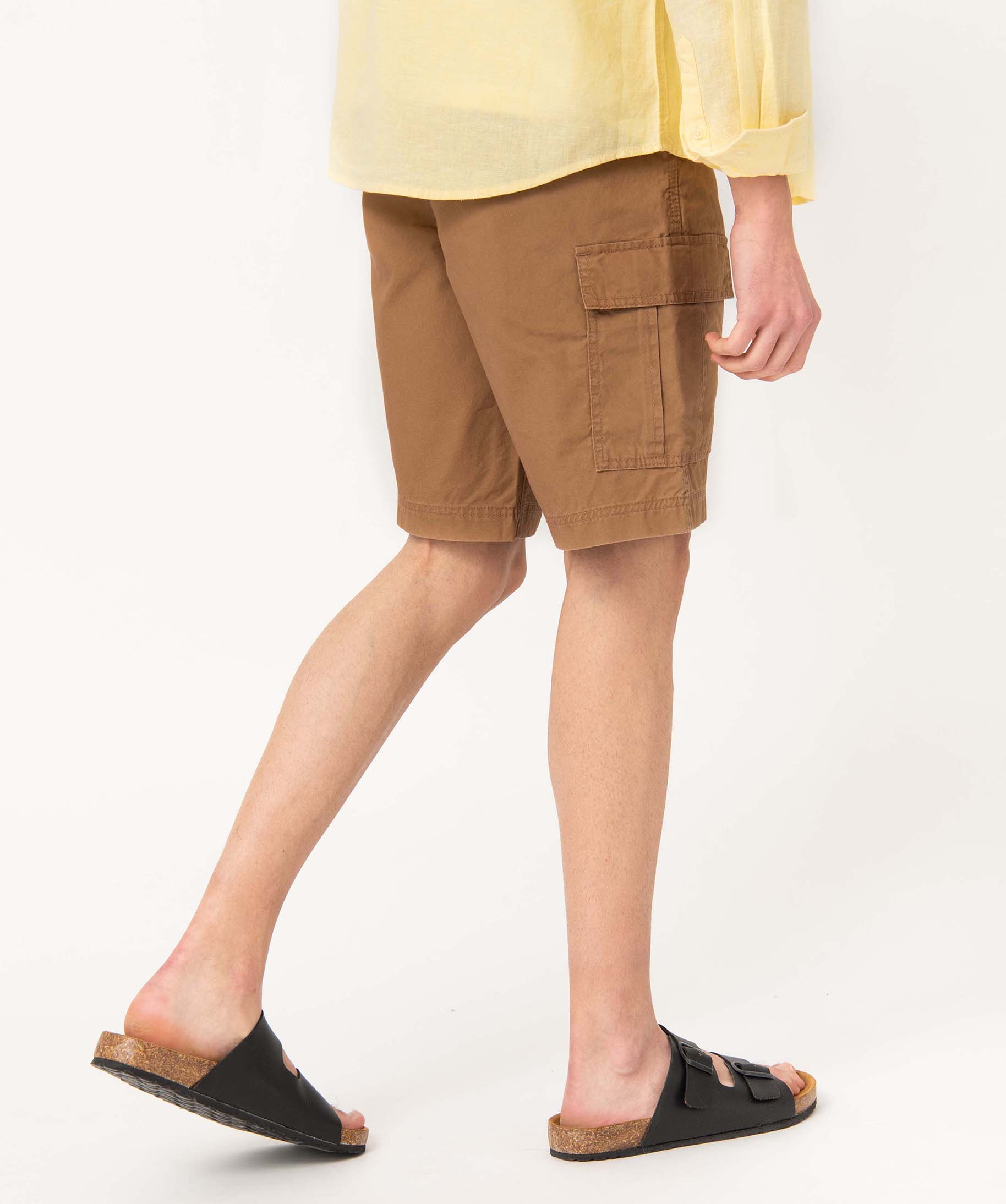 Bermuda homme cargo en toile délavée beige fonce | GEMO