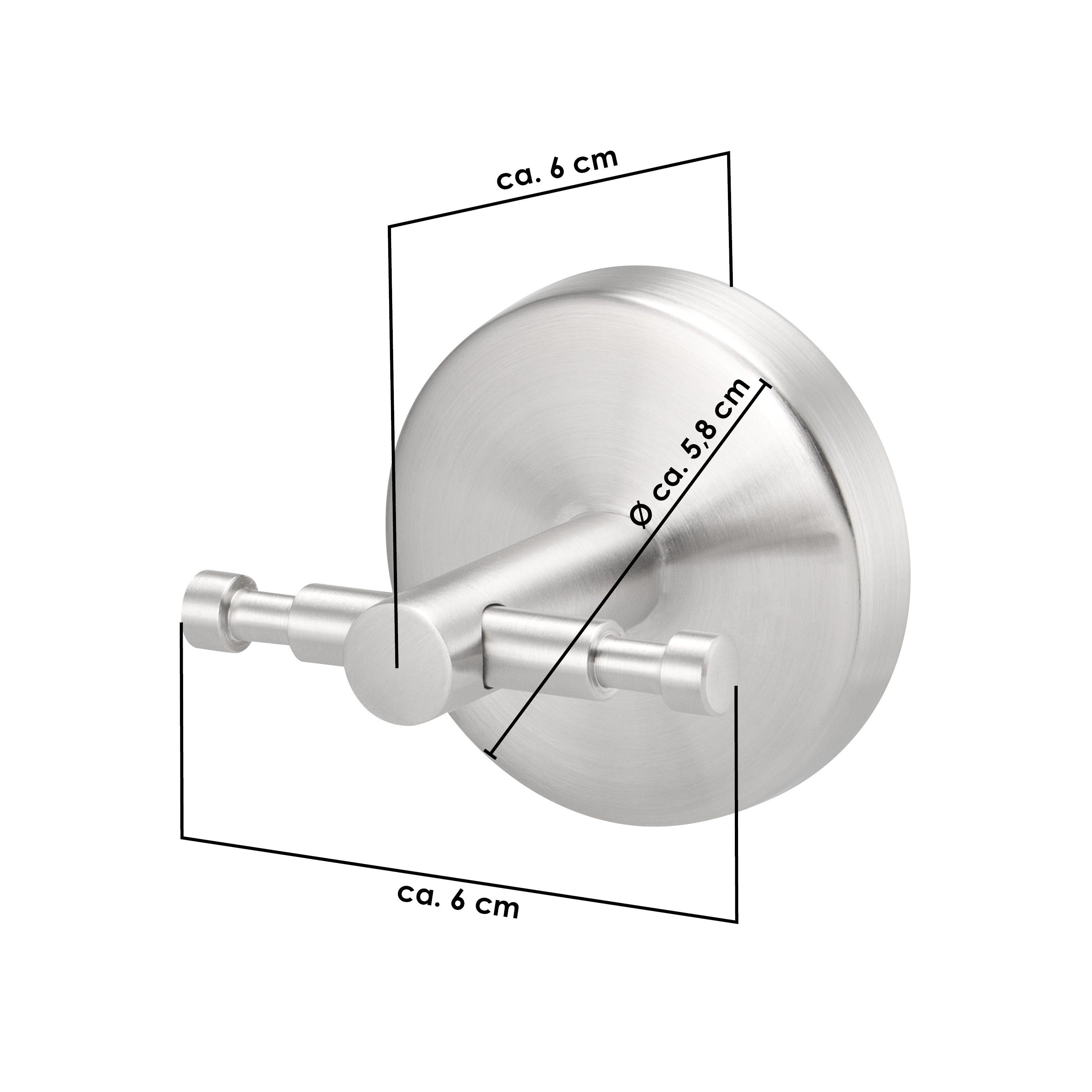 bremermann Wandhaken bremermann Bad-Serie PIAZZA - Doppel-Wandhaken 2er Set, Edelstahl matt, Badezimmer, Küche, (Set, 2-St)