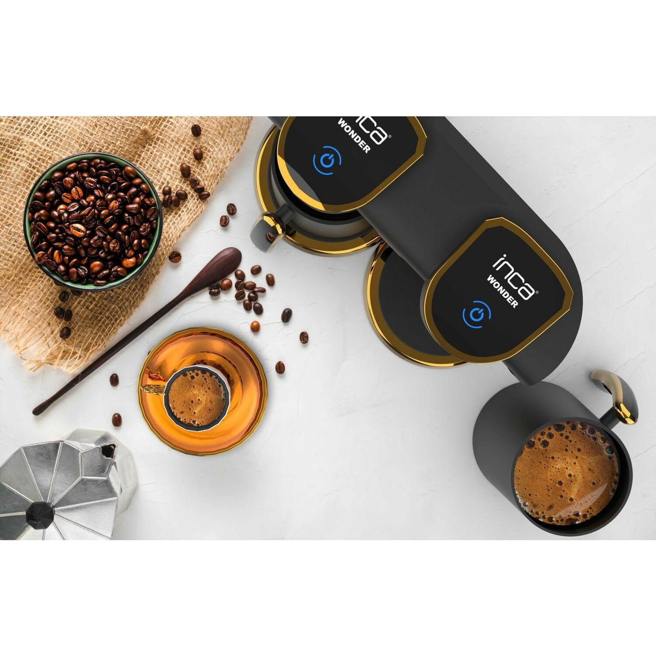Inca Turkische Kaffeemaschine Duo Wonder Serie IKM-02 Mokka Maschine 800W schwarz