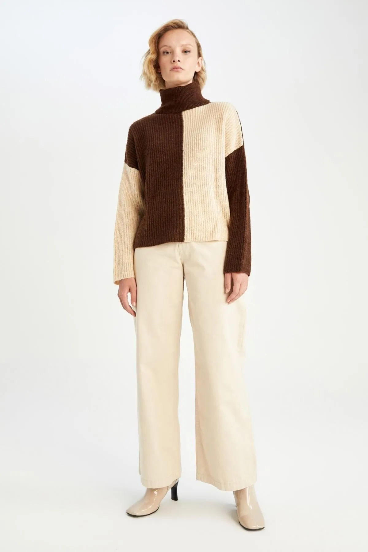 DeFacto  Relax-Fit-Pullover aus Selanik-Stoff mit halbem Rollkragen