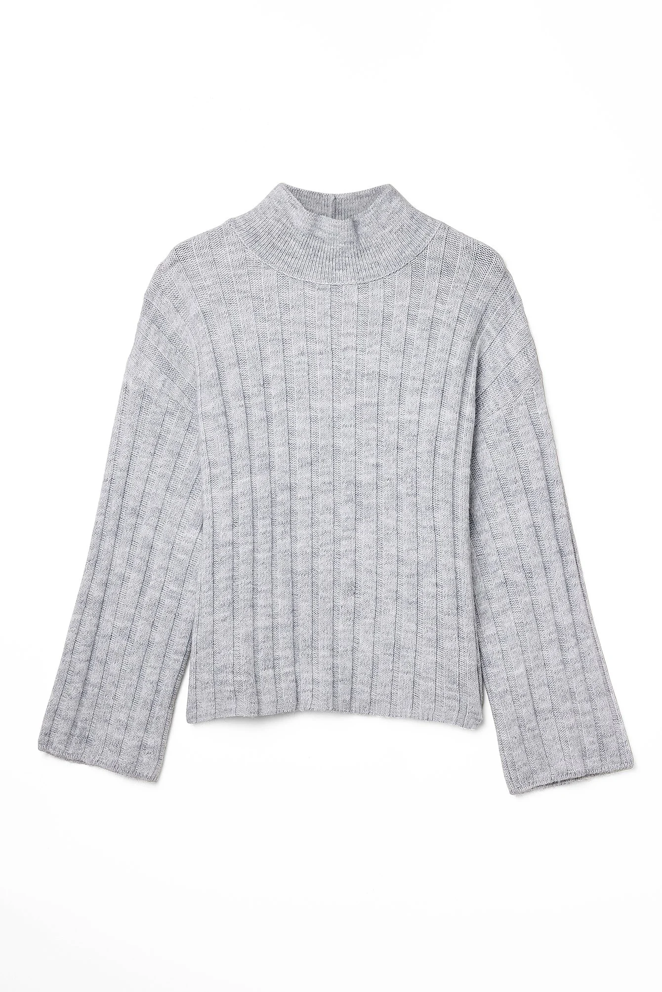 Gerippter Strickpullover mit Rollkragen