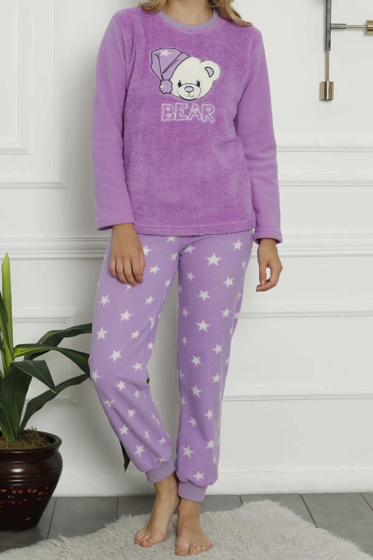 Nicoletta  Plüsch-Pyjama-Set für Damen Welsoft LILA
