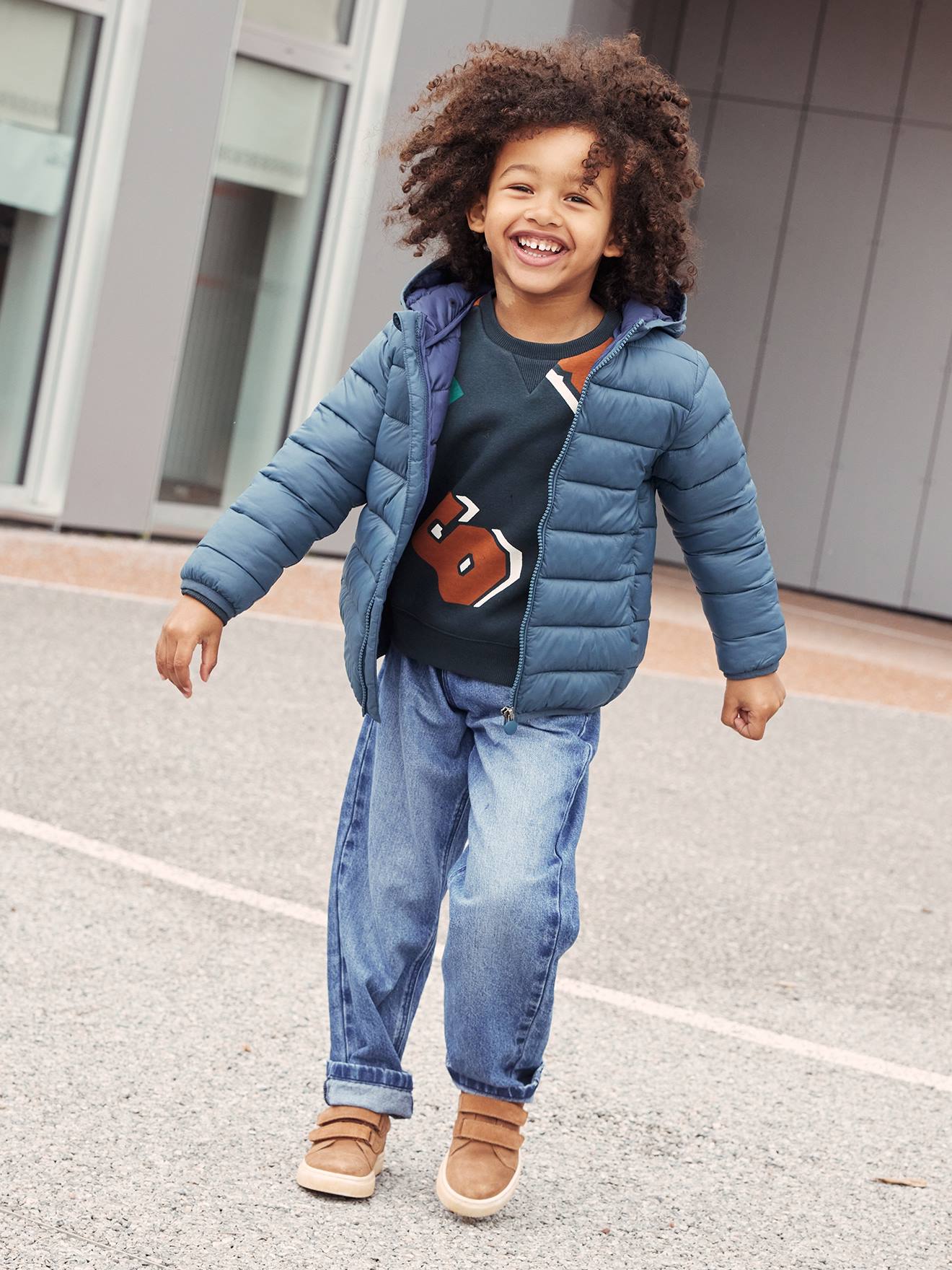 Vertbaudet Jungen Light-Steppjacke mit Wattierung aus Recycling-Polyester - dunkelgrau