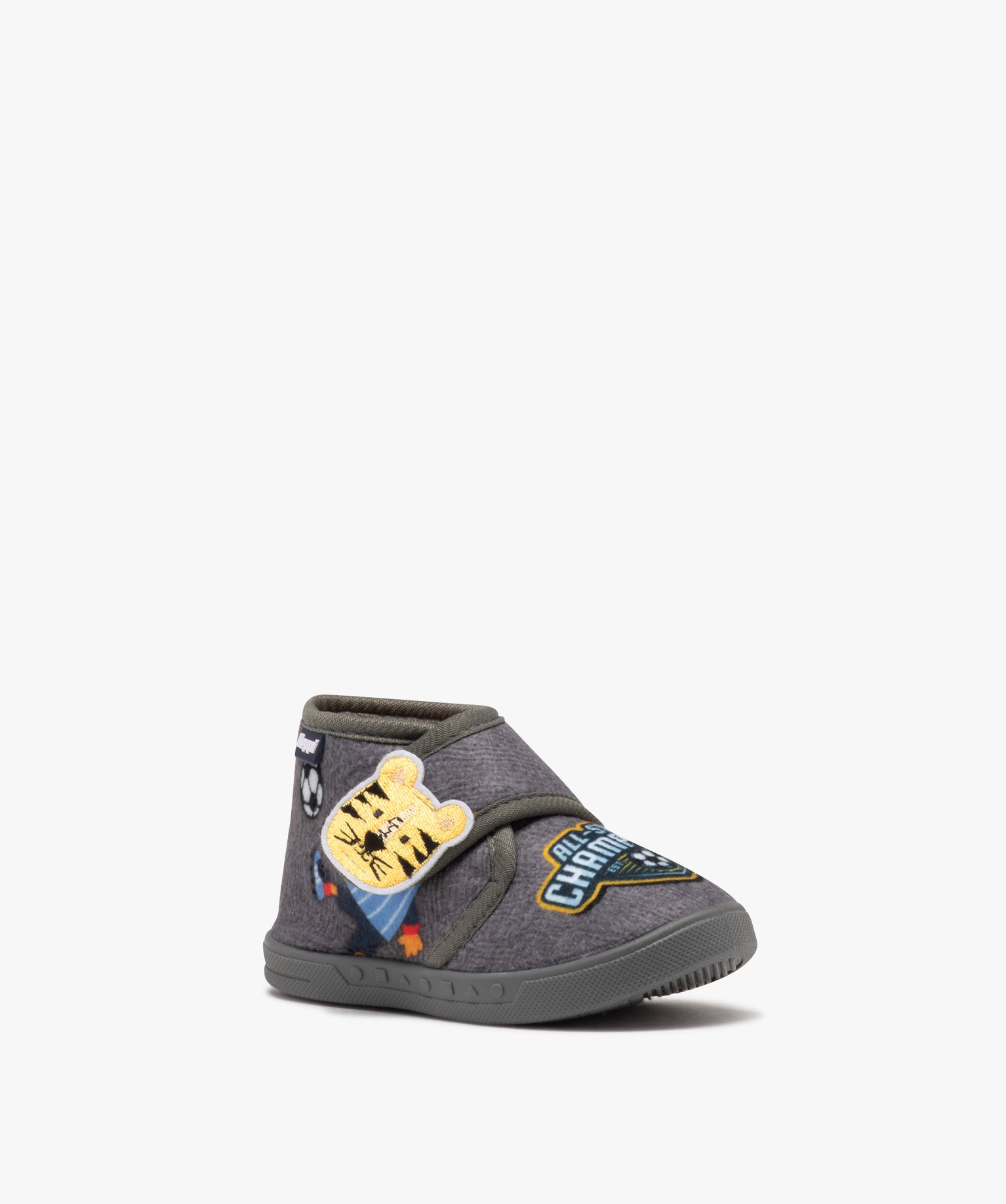 Chaussons bébé Garçon à scratch tête de chat - Beppi gris | GEMO