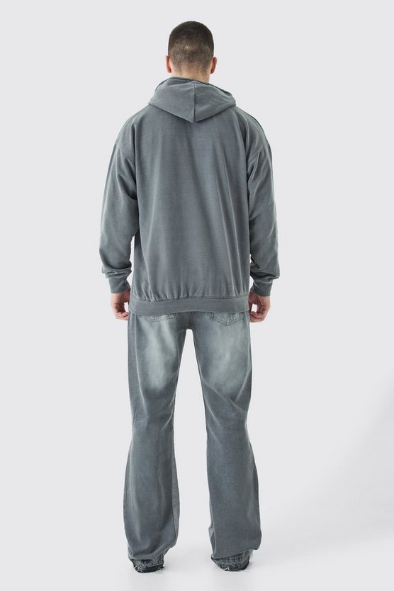 Tall Oversize Hoodie mit Acid-Waschung und Homme-Print