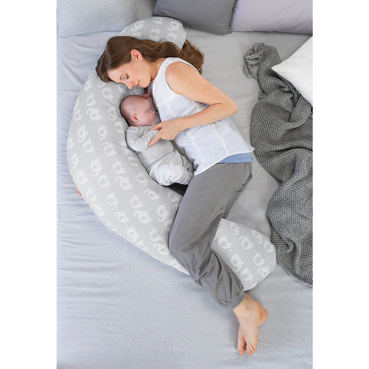 Bezug für Stillkissen Komfort 180 cm, Elefantenherde