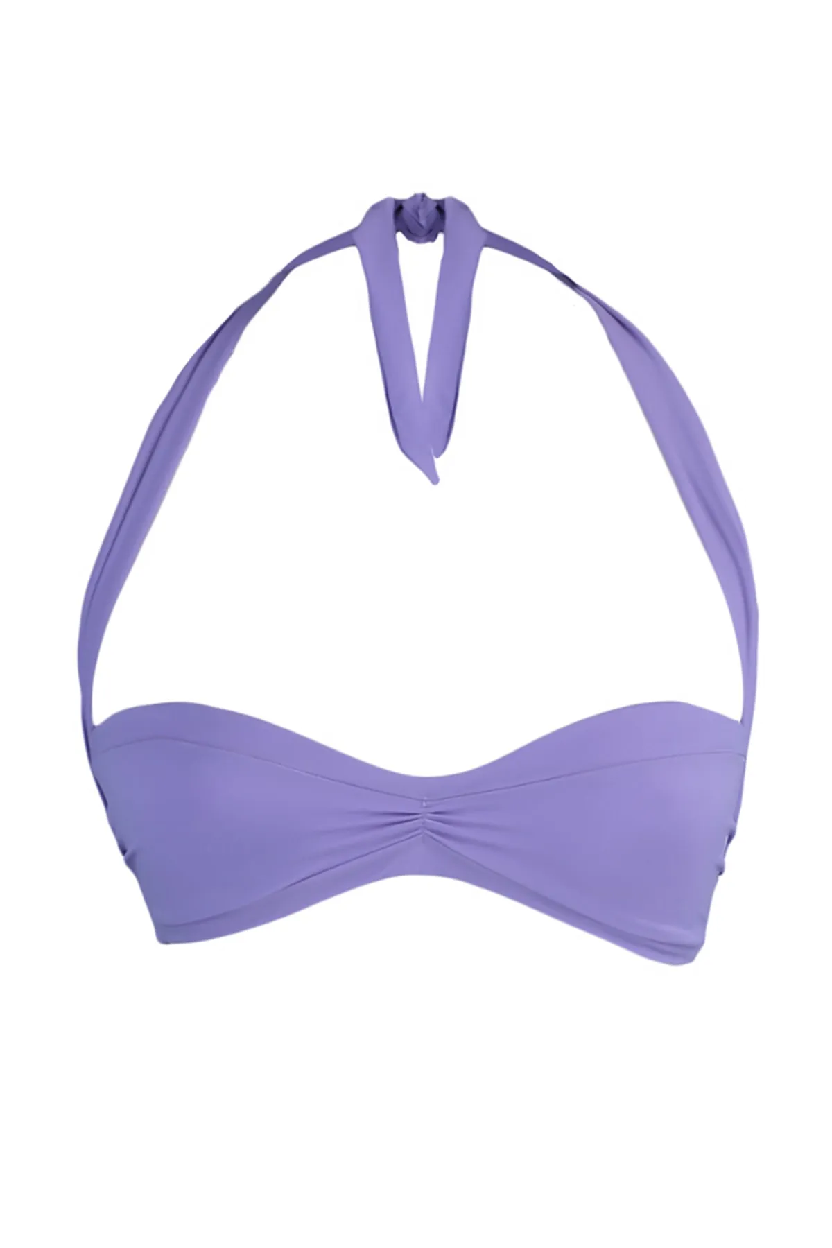 Trendyol Collection  Lilafarbenes, trägerloses, gerafftes Bikinioberteil TBESS23BU00213