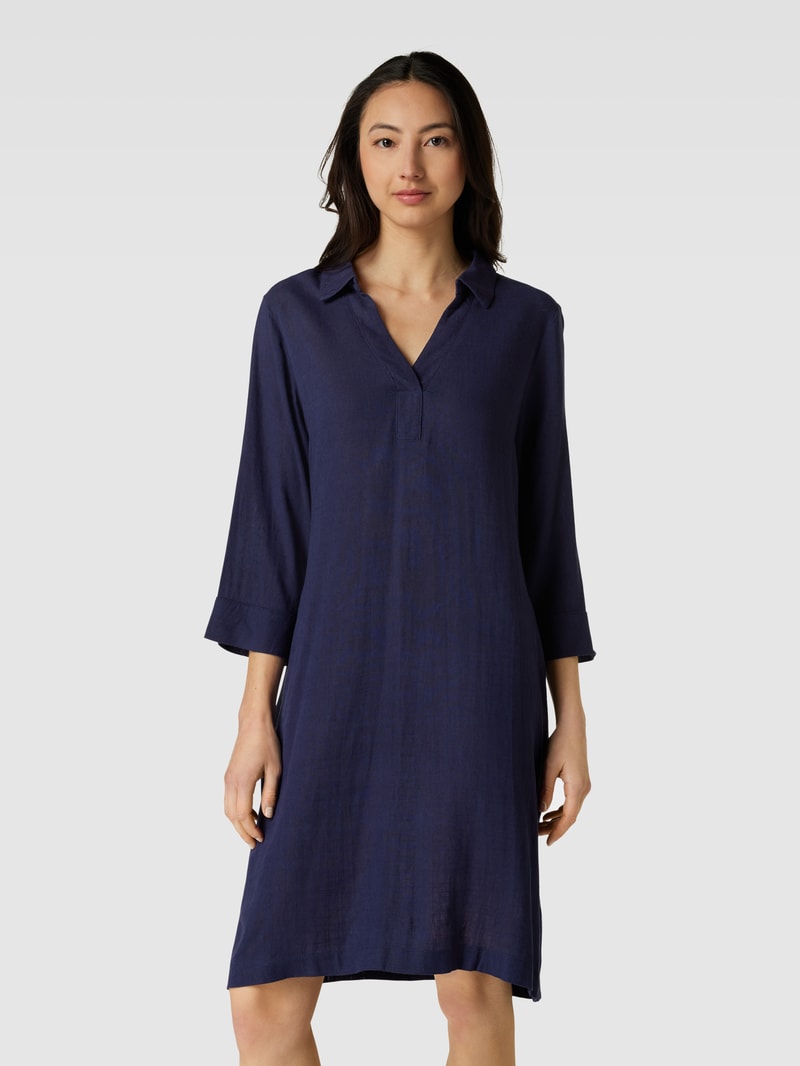 Knielanges Tunikakleid mit 3/4-Arm in marineblau