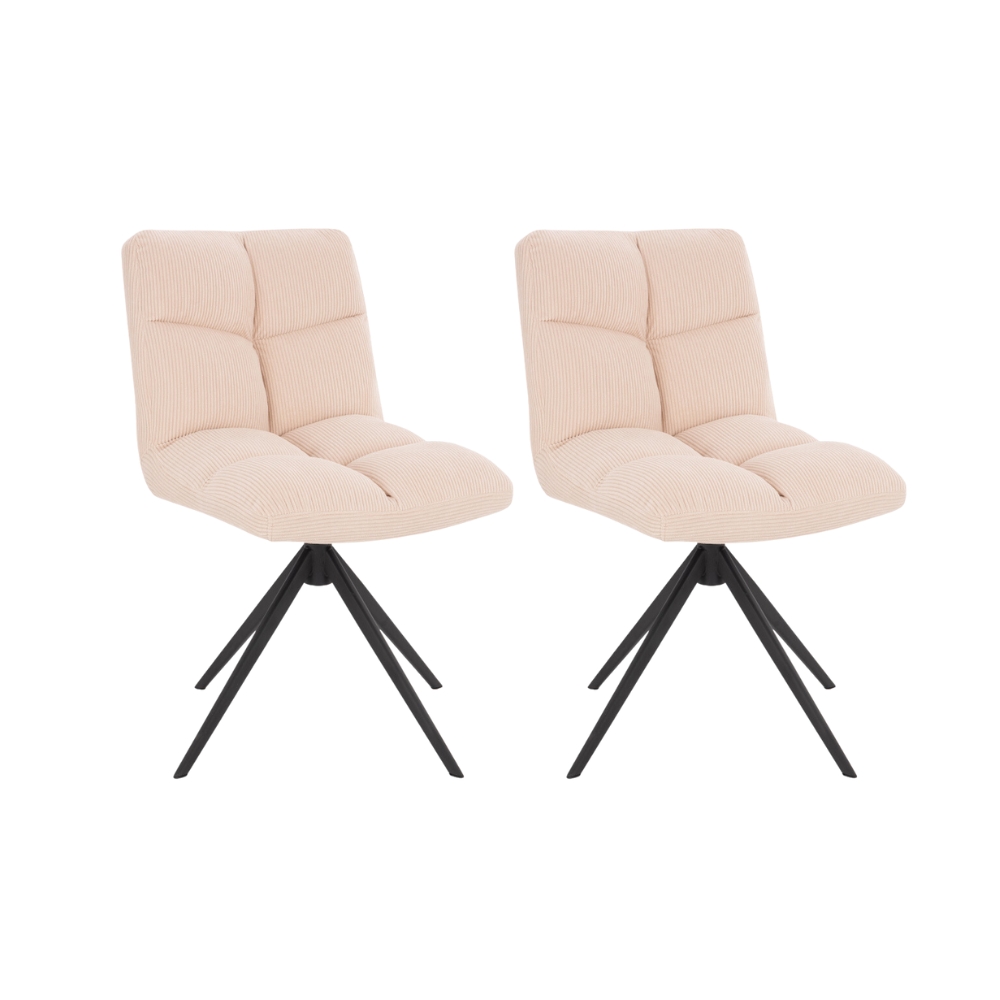 Home Deluxe Esszimmerstuhl drehbar 2er Set NODA – Cord Creme