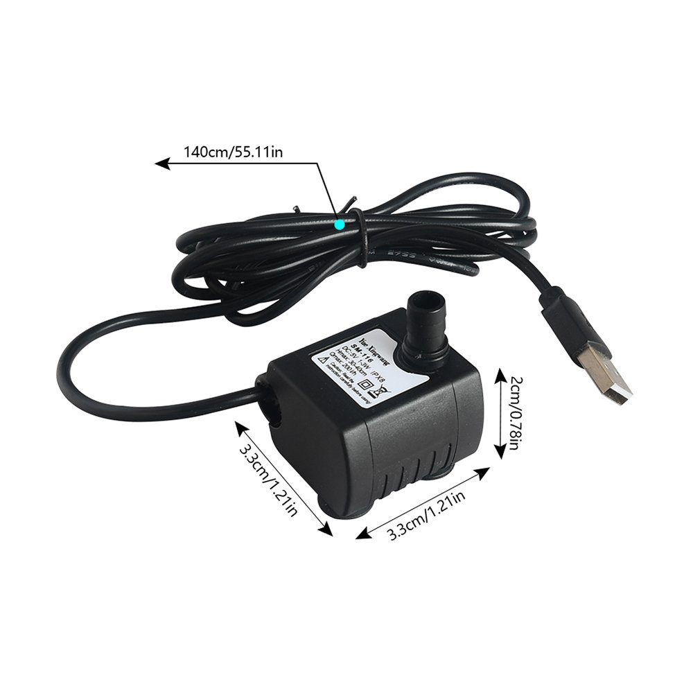 Rosnek Teichpumpe Mini Wasserpumpe,5V,USB,für Aquarium Tischbrunnen, 200 l/h max