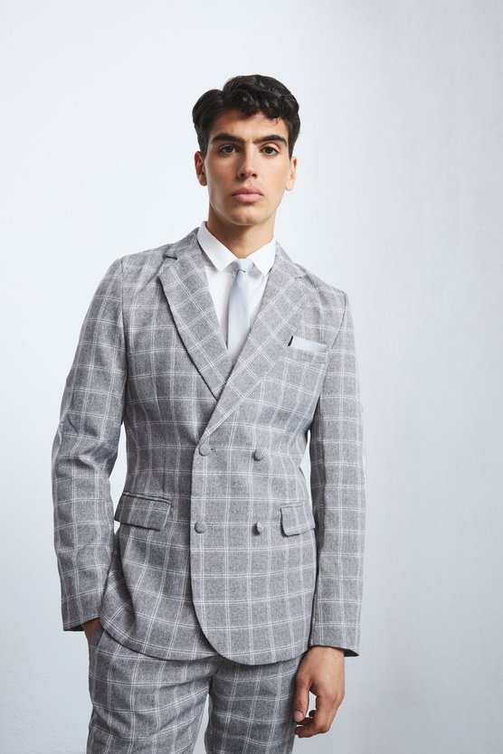 Karierter Blazer mit Fischgrätenmuster