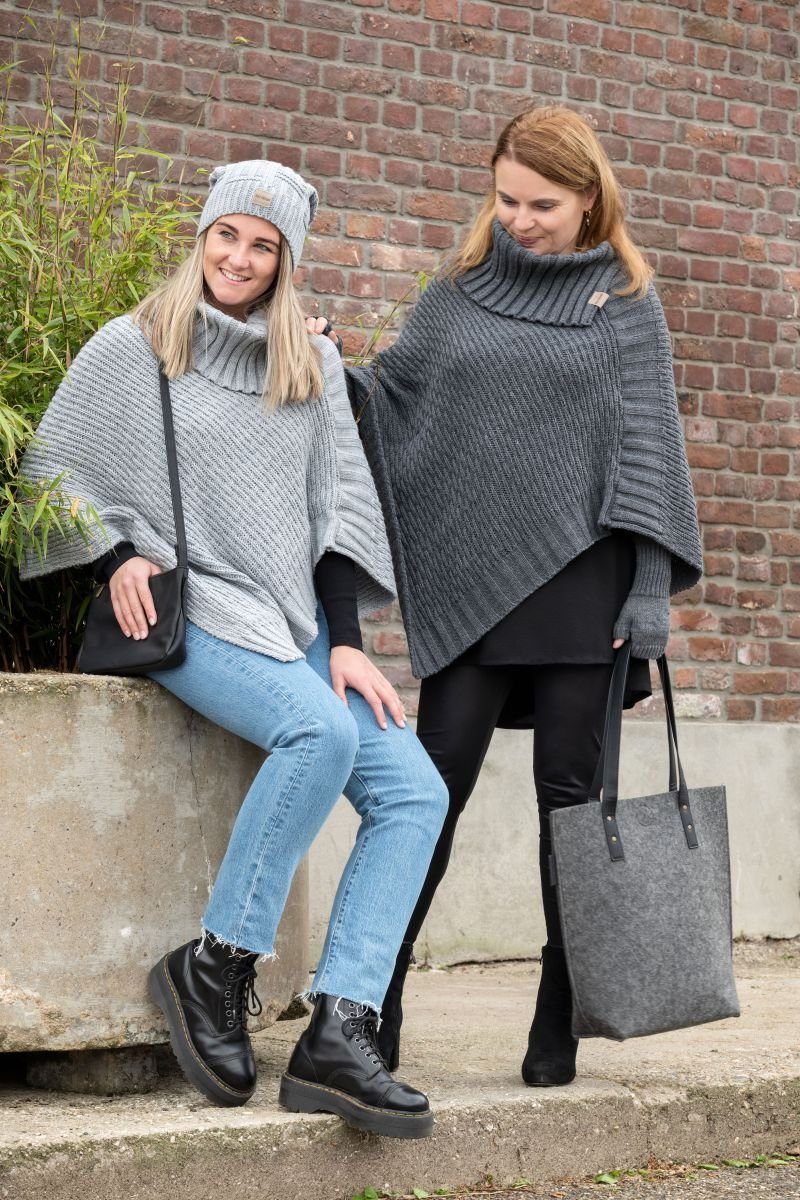 Knit Factory Aufbewahrungstasche Gwen Taschen 10x40x40 cm Anthrazit (1-tlg), Strickware Aufbewahrungstasche Tasche