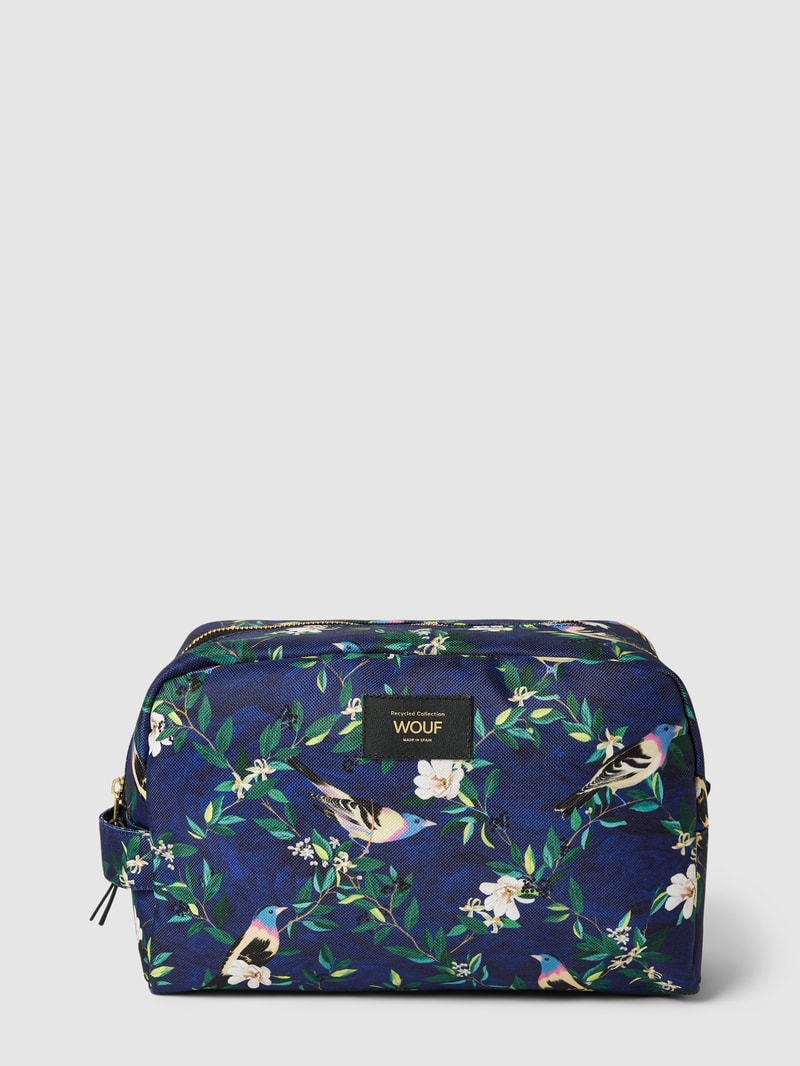 Kosmetiktasche mit Allover-Muster Modell 'Malu' in marineblau