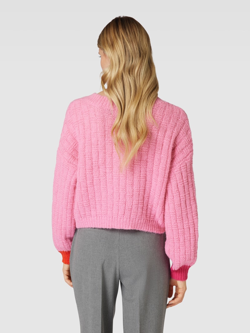 Strickpullover mit Strukturmuster Modell 'INGRID' in pink